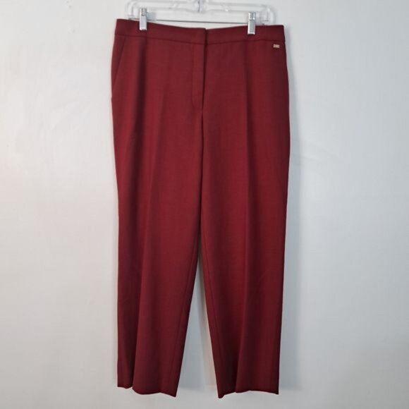 Escada Deep Red / Burgundy Wool Blend Straight‎ Leg Slacks 40 - Picture 1 of 13